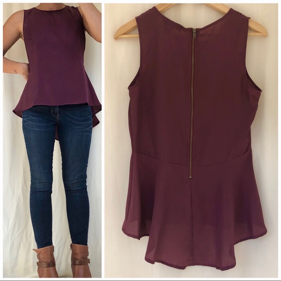 Infinitely Posh Tops - Plum High Low Top